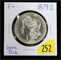 1879-S Morgan dollar, gem BU, P-L