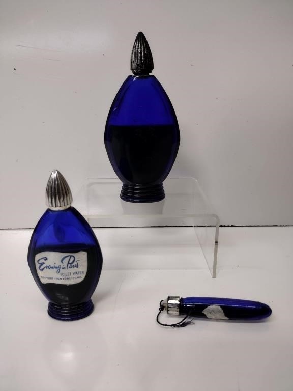 Bourjois Cobalt Blue Glass Perfume Bottles