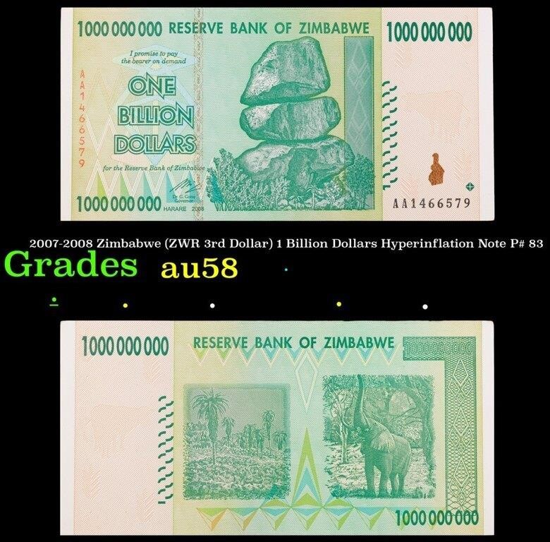2007-2008 Zimbabwe (ZWR 3rd Dollar) 1 Billion Doll