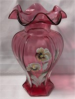 Fenton Hand Painted Flowers vase #1