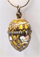 Faberge Sterling Enameled Egg Pendant Necklace
