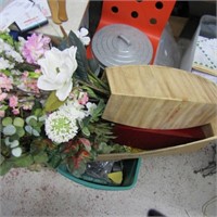 Tote of artificial flower décor.
