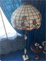 Stained Glass Pole Lamp -Has Little Damage 2 Shade