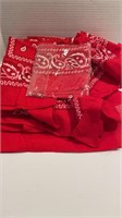 Lot of 12 New Red Bandanas, 100% Cotton, Each 20”