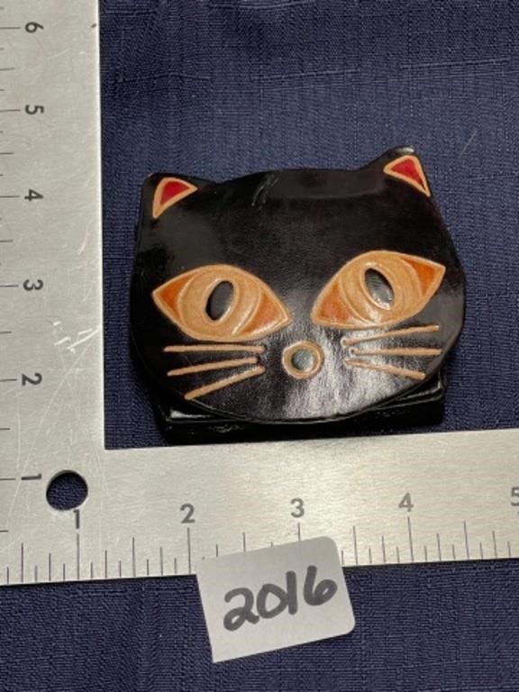 Leather cat coin purse