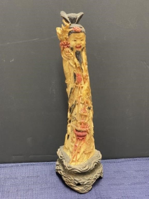 Antique Asian bone carving statue hollow inside