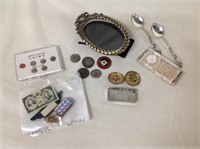 Misc Miniatures Coins, Silver Bar, Vintage Picture