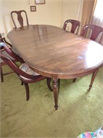 Ethan Allen Dining Room Table with Various Chairs