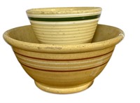 Antique Yellow Ware & Watt Pottery Mixing Bowls