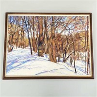 Jerry Hjelm framed unsigned pastel - trees -