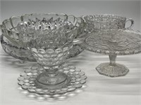 (8) Glass  Crystal Serving Bowls, Cake Stand