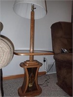 Oak End Table w/Built In Lamp