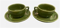 (2ct) Bauer Brusche Green Cup & Plate Set