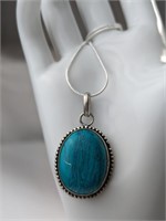 925 TURQUOISE CABOCHON NECKLACE