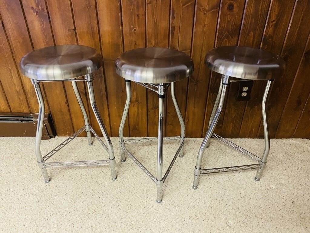 3 Seville Classic Co. Chrome Swivel Barstools