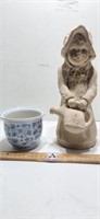 Child Figurine & Flower Pot