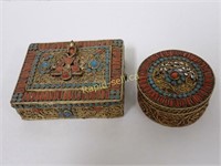 Antique Boxes with Coral & Turquoise
