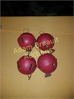 4 metal 3 inch Sleigh Bell ornaments