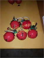 5 metal 3 inch Sleigh Bell ornaments