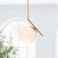Gold Pendant Light Fixture  Glass Globe  1-Light