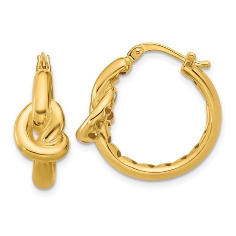 14K- Hollow Knot Round Hoop Earrings