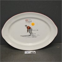 Rare Prizerware Enameled Platter w/ Skier
