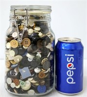 Jar of Vintage Buttons for Crafts or Sewing