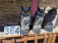 3 Owl Statues