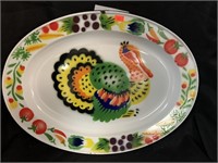 STENCILED TURKEY ENAMELWARE PLATTER - 17.5 X 13 “