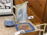 ART POTTERY SIGNED 9 1/4" PITCHER & MORE