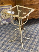 IRON & GLASS PLANT STAND 10" X 10" X 19" HIGH