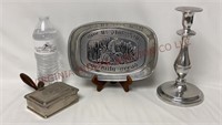 Silver Plate Butler, RWP Armetale Tray & Candle