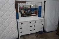 Antique Shabby Chic White Dresser with Mirror
