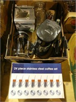 BOX: COFFEE MAKER, COFFEE SET, ETC.
