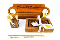 Walnut Cheese Board - Holds 2-Bourbon Glasses