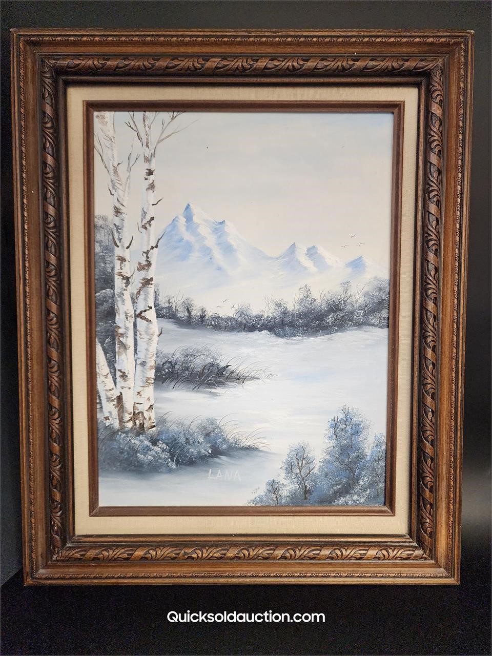 Lana Lonechild-Oil On Canvas- Winter Mountain Scen