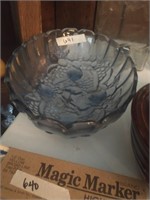 BLUE TRANSLUCENT OVAL FRUIT BOWL