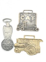 (3) Watch Fobs : CAT, Case, and Advance Rumley