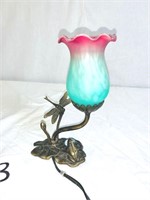 Ornate Lily Pad Frog Lamp - Dragon Fly Lamp