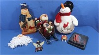 Christmas Decor-Stuffed Snowman, Sleigh, Wooden