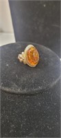 VTG Sterling Silver Baltic Amber Ring Size 6.5