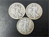 Three Walking Liberty Half Dollars