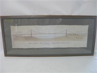 41"x 18" Framed Repro Sketch Golden Gate Bridge
