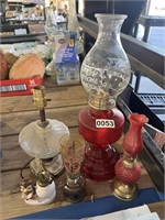 4 Oil Lamps, 1 Electric Lamp