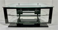 TV stand, glass and metal, 3 level, Art Deco,