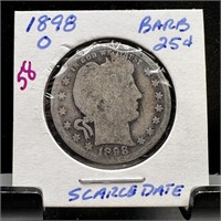 1898-O BARBER SILVER QUARTER SCARCE DATE