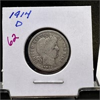 1914-D BARBER SILVER DIME