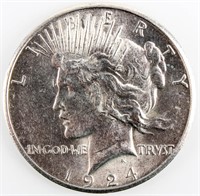 Coin 1924-S  Peace  Silver Dollar Brilliant Unc