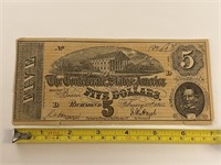 Confederate states of America, five dollar bill
