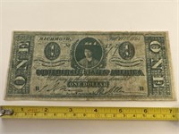 Confederate states of America, one dollar bill